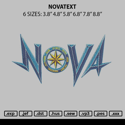 Novatext Embroidery File 6 sizes