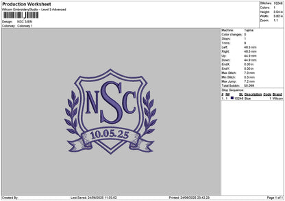 Nsctext 01 Embroidery File 6 sizes