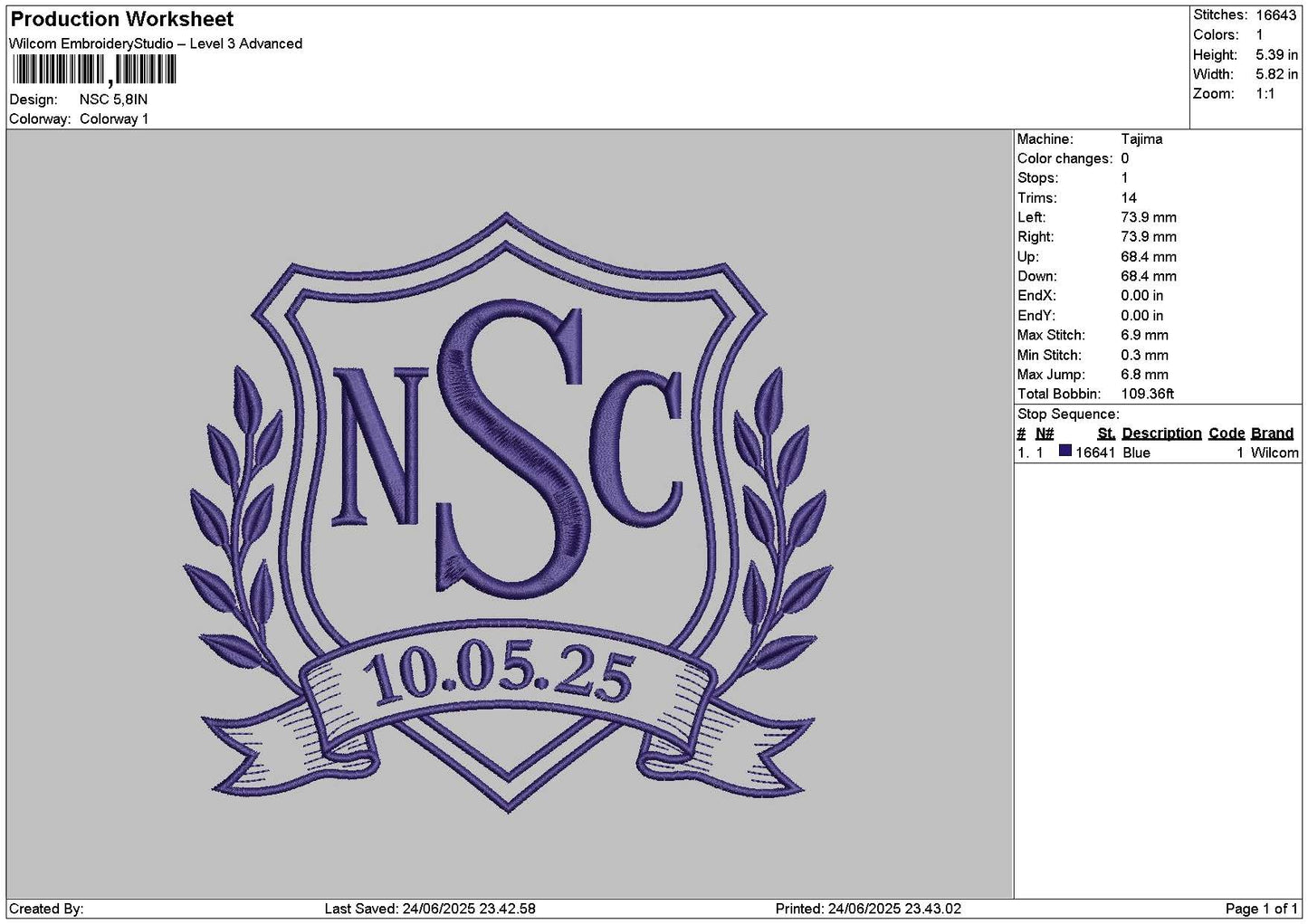 Nsctext 01 Embroidery File 6 sizes