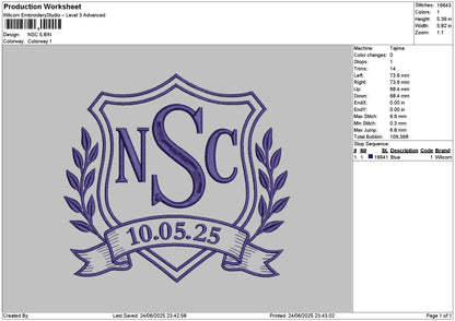 Nsctext 01 Embroidery File 6 sizes
