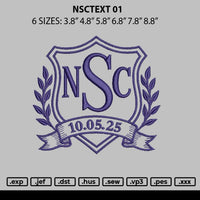 Nsctext 01 Embroidery File 6 sizes