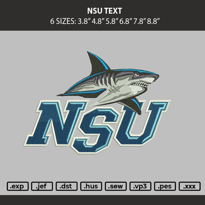 Nsu Text Embroidery Machine Design File 6 sizes