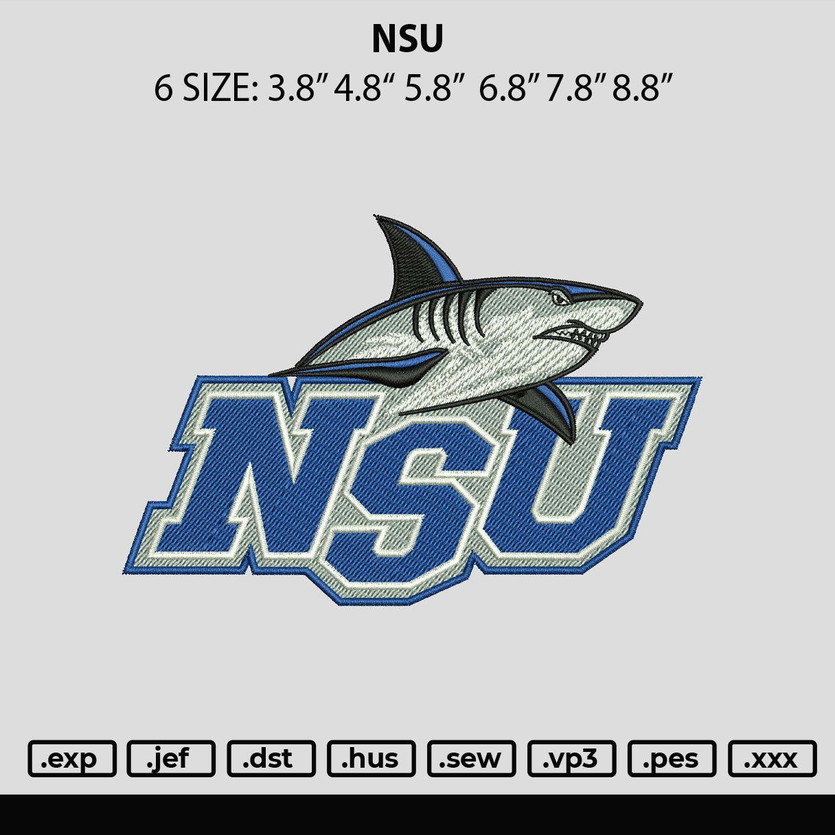 Nsu Embroidery File 6 sizes
