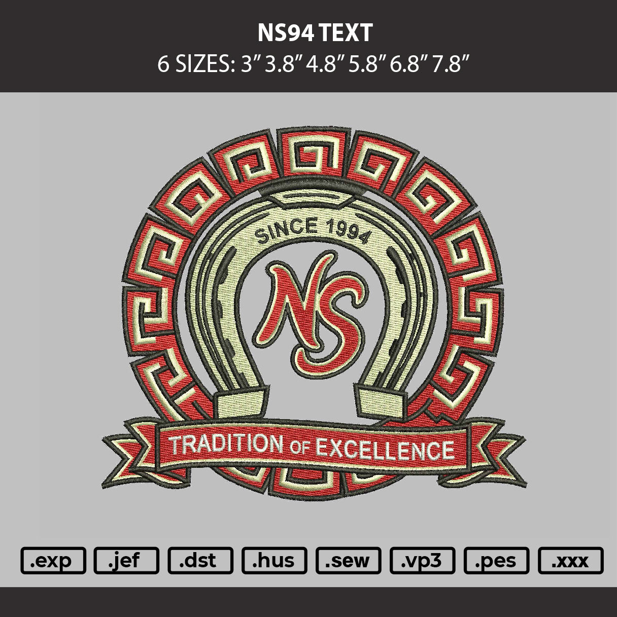 Ns94 Text Embroidery Machine Design File 6 sizes