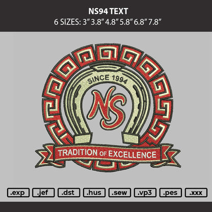 Ns94 Text Embroidery Machine Design File 6 sizes