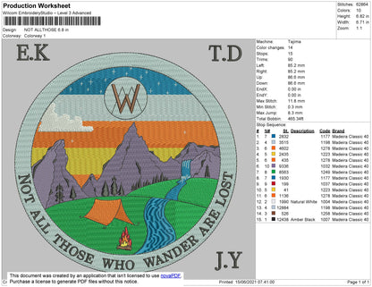 Not All Those Embroidery File 4 size