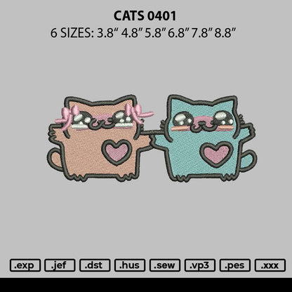 Cats 0401 Embroidery File 6 sizes