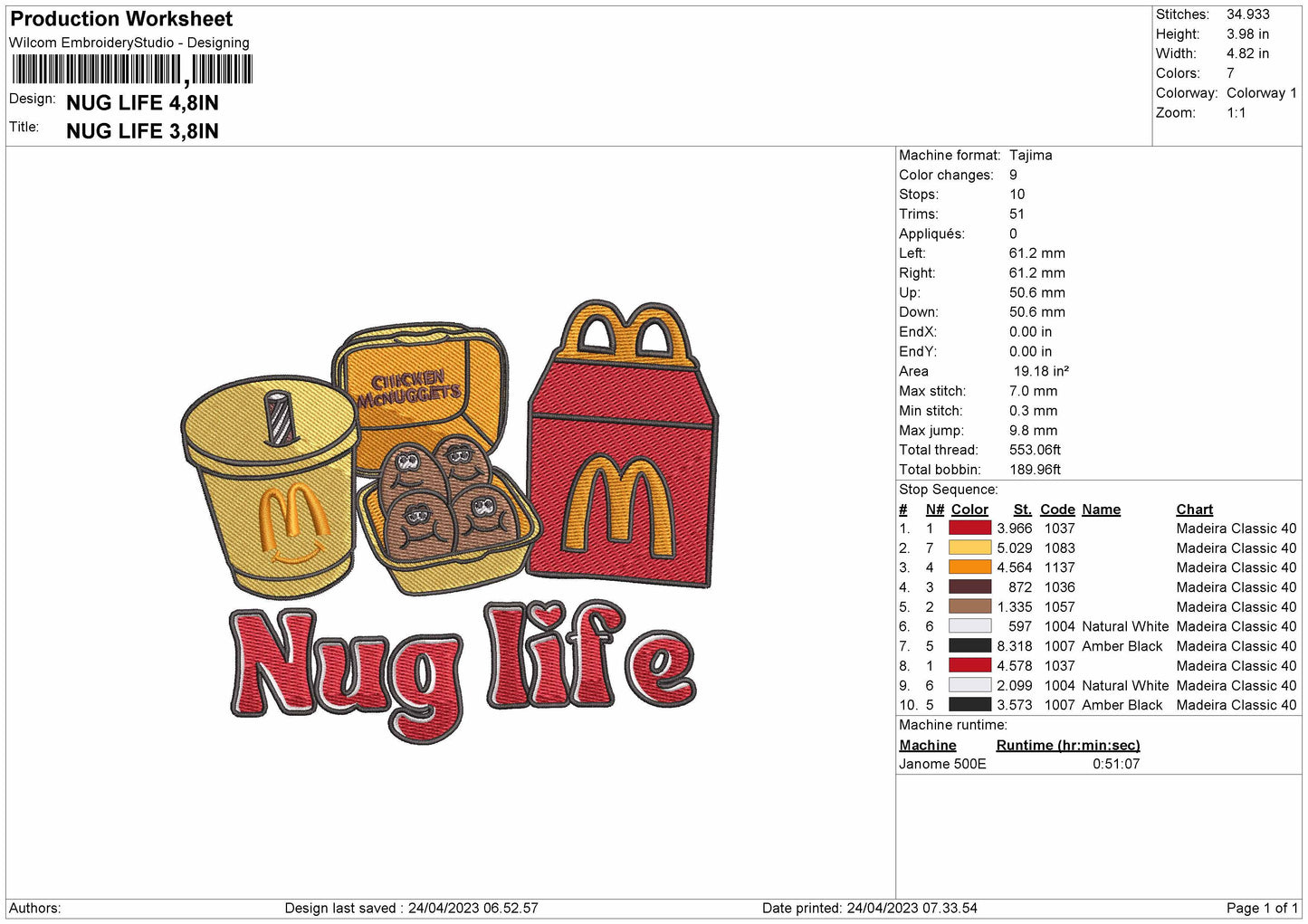 NugLife Embroidery File 6 sizes