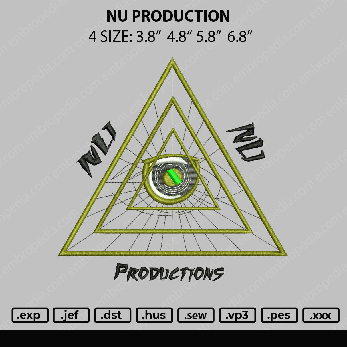 Nu Production Embroidery File 4 size