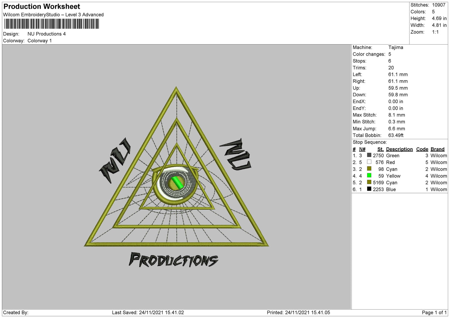 Nu Production Embroidery File 4 size