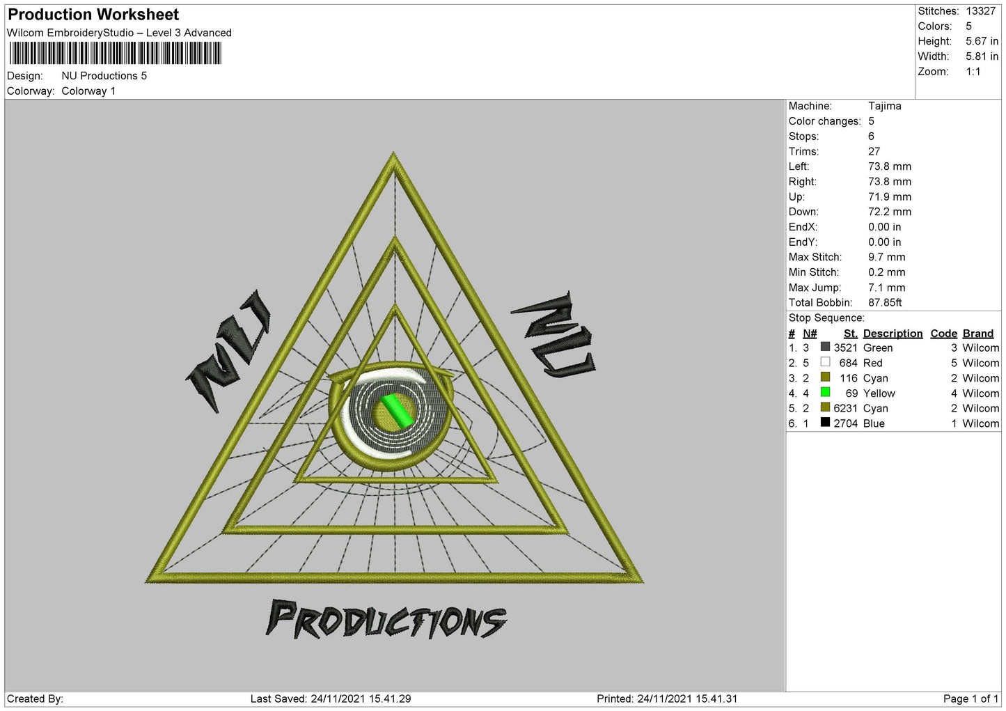 Nu Production Embroidery File 4 size