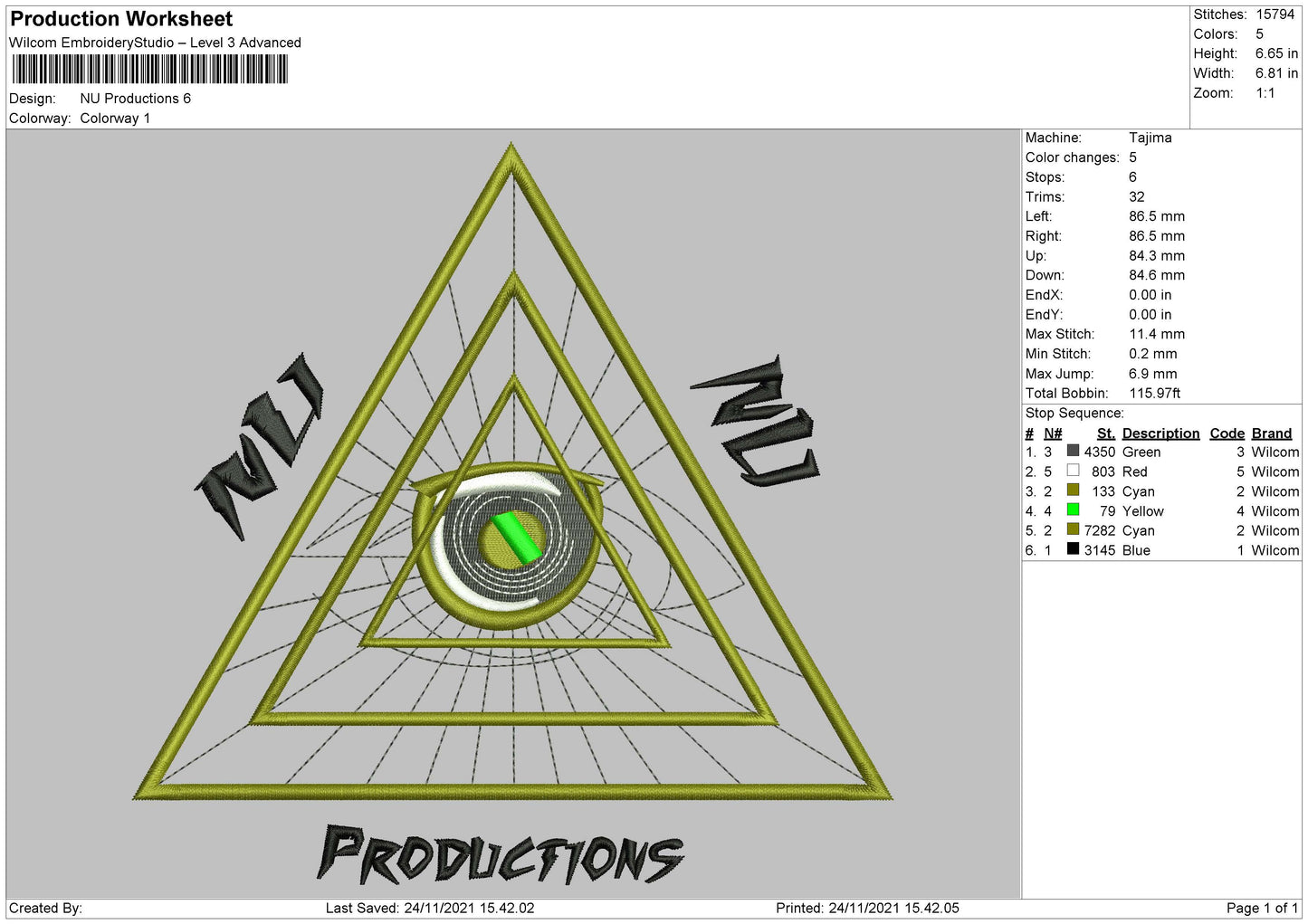 Nu Production Embroidery File 4 size