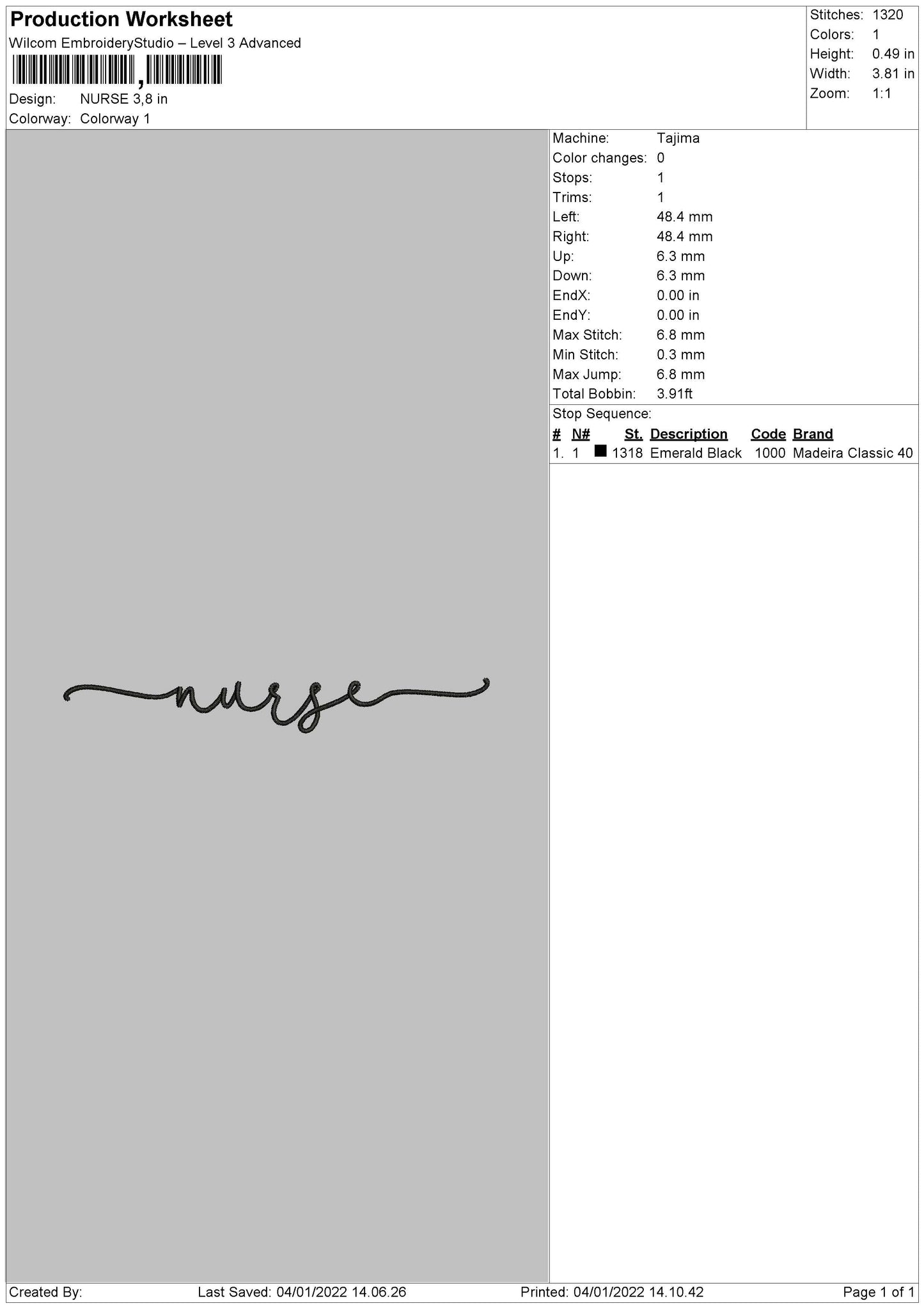 Nurse 002 Embroidery File 4 size