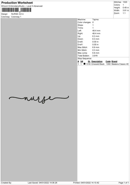 Nurse 002 Embroidery File 4 size