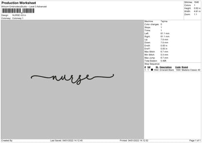 Nurse 002 Embroidery File 4 size