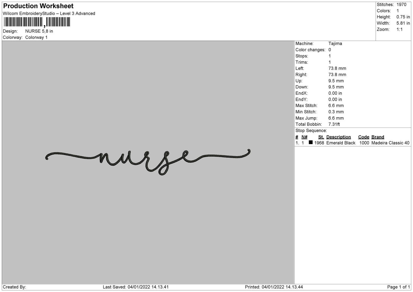 Nurse 002 Embroidery File 4 size