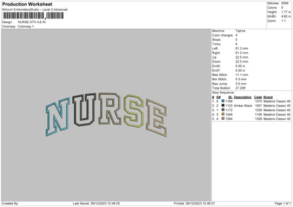 Nurse Color Embroidery File 6 sizes