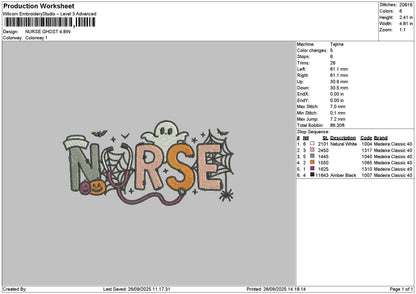 Nursetext 2609 Embroidery File 6 sizes