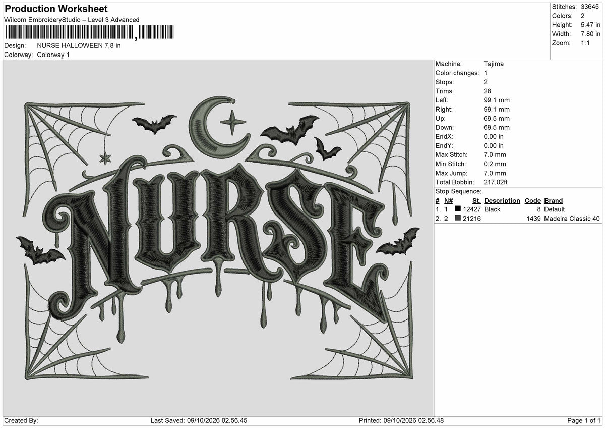 Nurse Text 0910 Embroidery Machine Design File 6 sizes