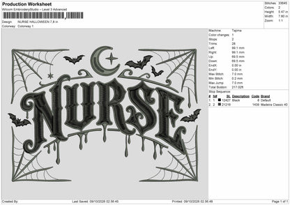 Nurse Text 0910 Embroidery Machine Design File 6 sizes
