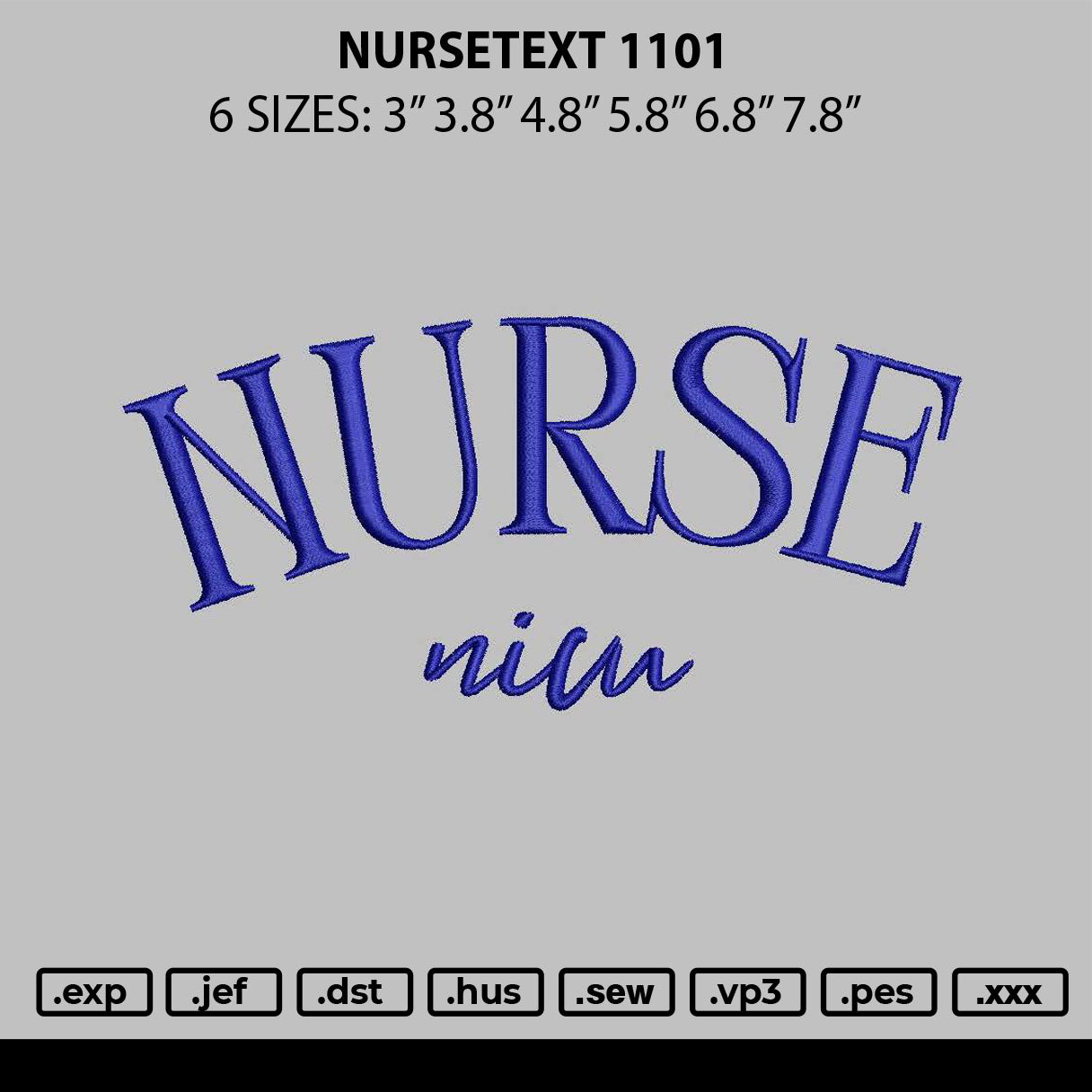 Nurse 1101 Embroidery File 6 sizes