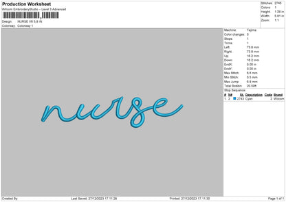 Nurse V6 Embroidery File 6 sizes