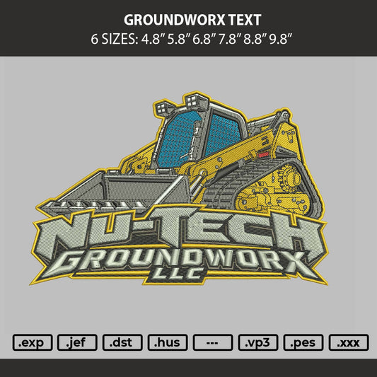 Groudworx Text Embroidery Machine Design File 6 sizes