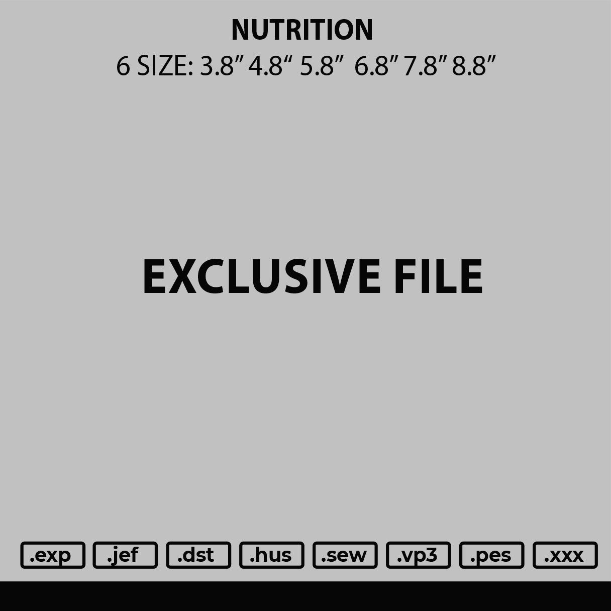 Nutrition Embroidery File 6 sizes