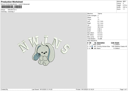 Bunny Text 1612 Embroidery Machine Design File 6 sizes