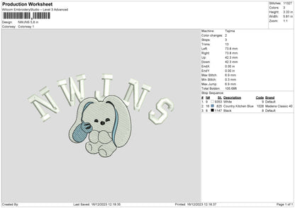 Bunny Text 1612 Embroidery Machine Design File 6 sizes