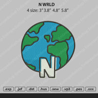 N WRLD Embroidery File 4 size