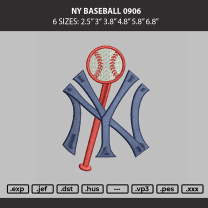 Ny Baseball 0906 Embroidery File 6 sizes
