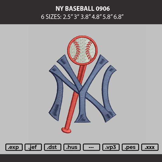 Ny Baseball 0906 Embroidery File 6 sizes