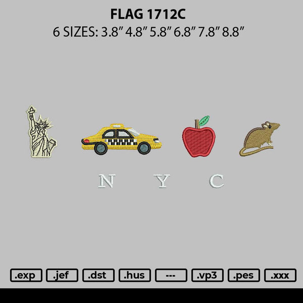 Flag 1712c Embroidery File 6 sizes