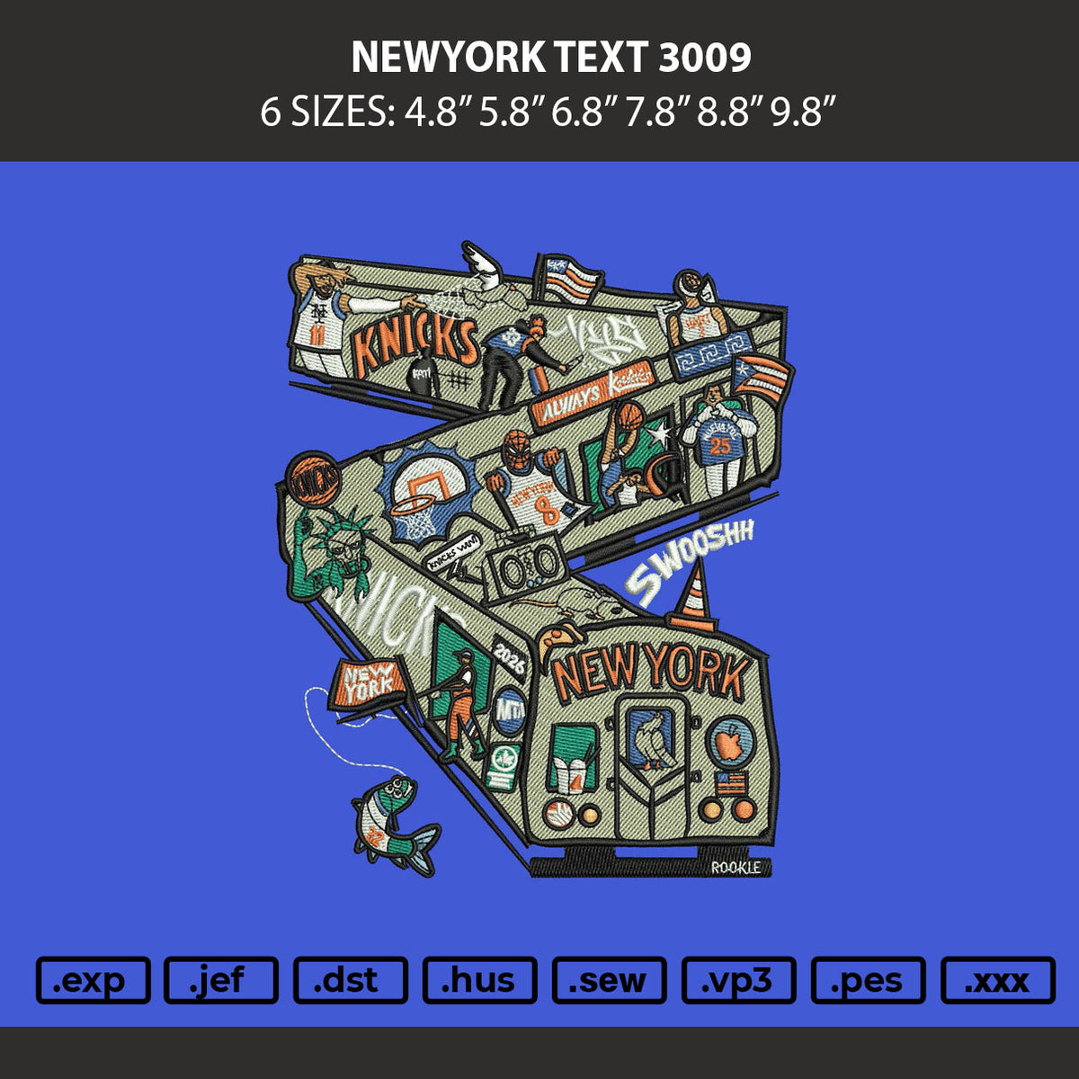 Newyork 3009 Embroidery Machine Design File 6 sizes