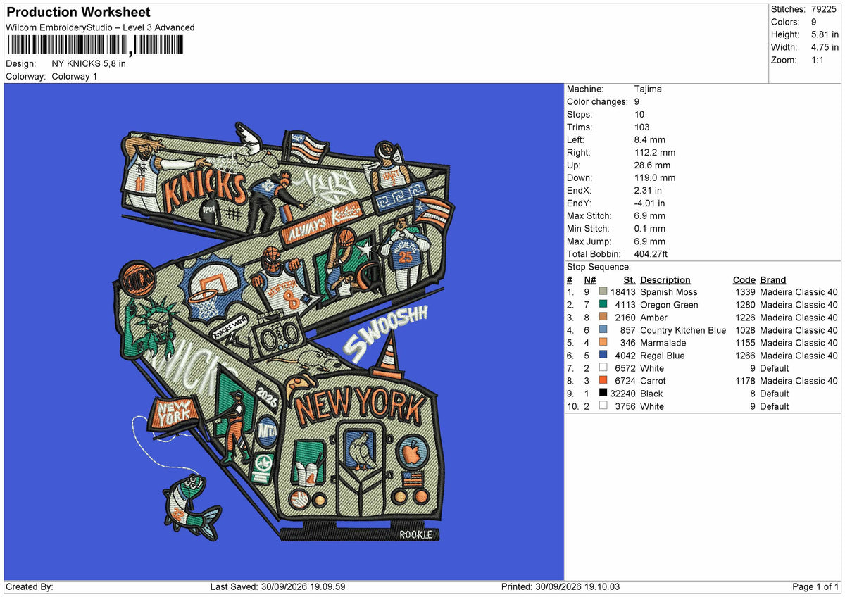 Newyork 3009 Embroidery Machine Design File 6 sizes