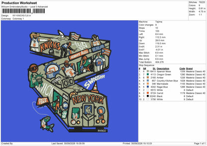 Newyork 3009 Embroidery Machine Design File 6 sizes