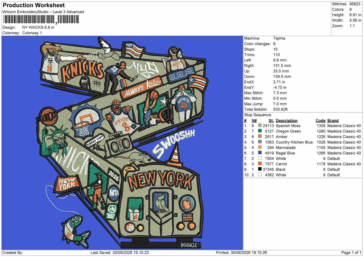 Newyork 3009 Embroidery Machine Design File 6 sizes
