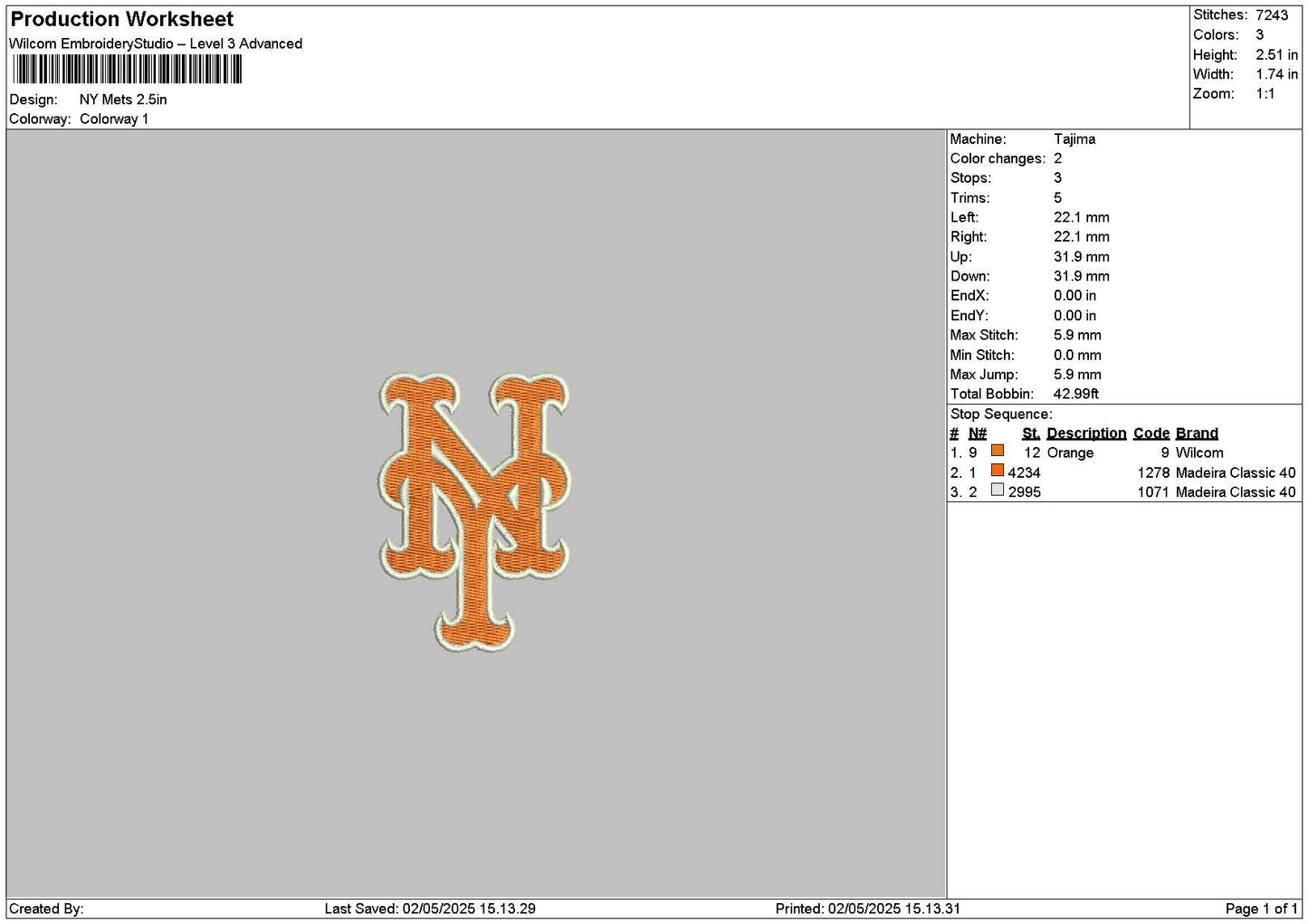 Ny Border 0205 Embroidery File 6 sizes
