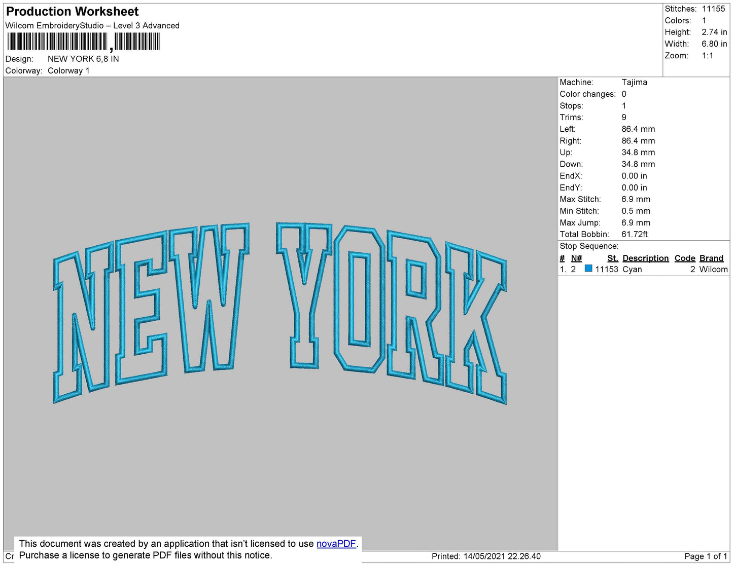 New York Text Embroidery File 4 size