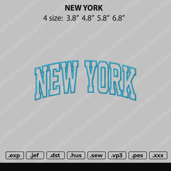 New York Text Embroidery File 4 size