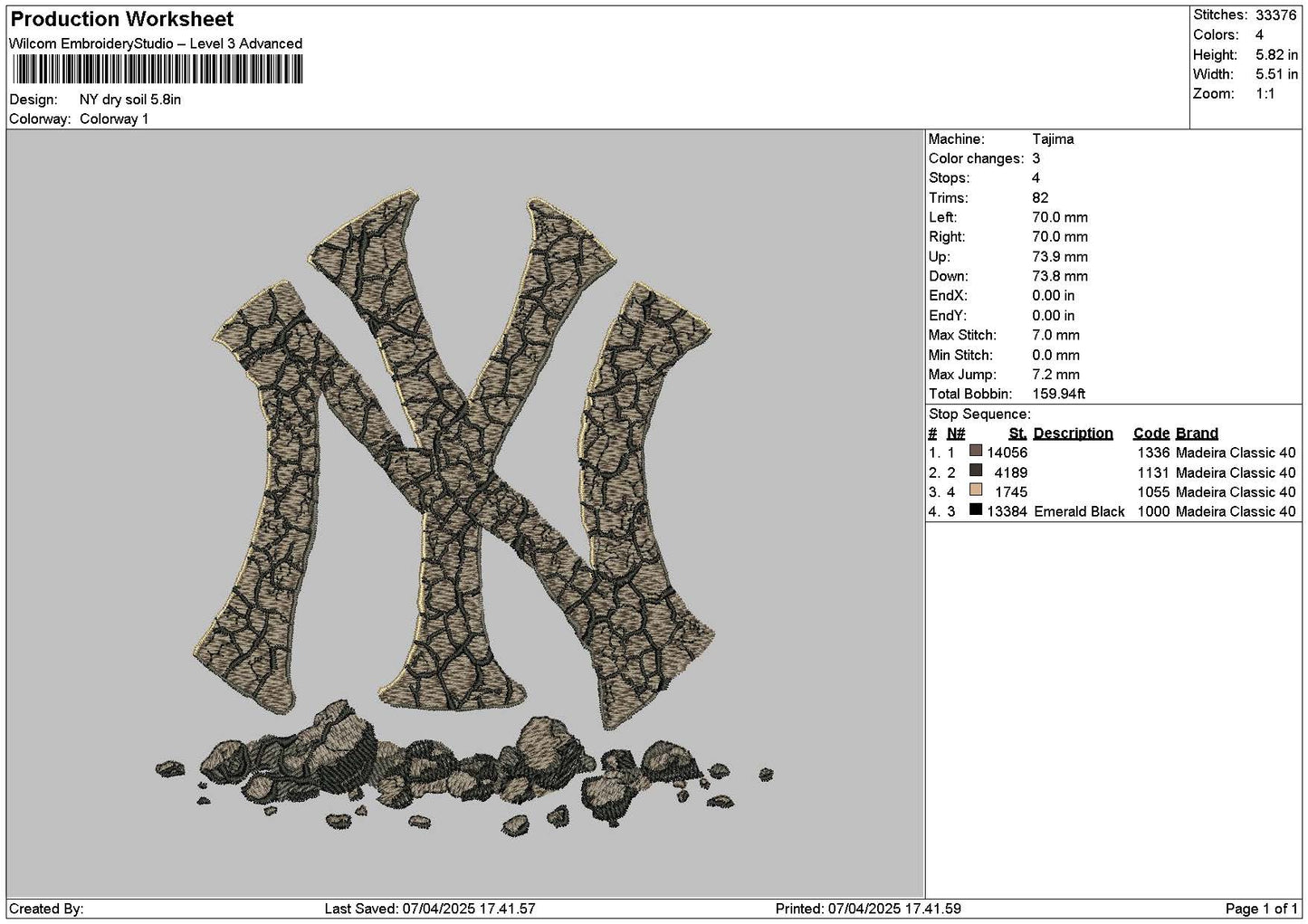 Ny Pattern 01 Embroidery File 6 sizes