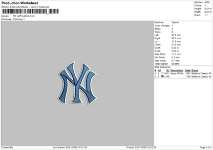 NY puff+Outline Embroidery File 6 sizes