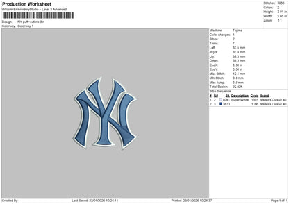 NY puff+Outline Embroidery File 6 sizes