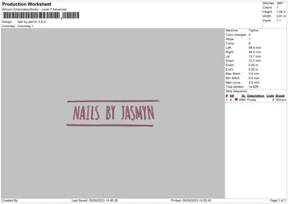 Nail By Jasmin Embroidery File 6 sizes