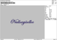 Nailstext 1505 Embroidery File 6 sizes