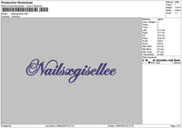 Nailstext 1505 Embroidery File 6 sizes