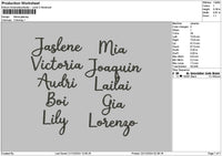 Names 2212b Embroidery File 6 sizes