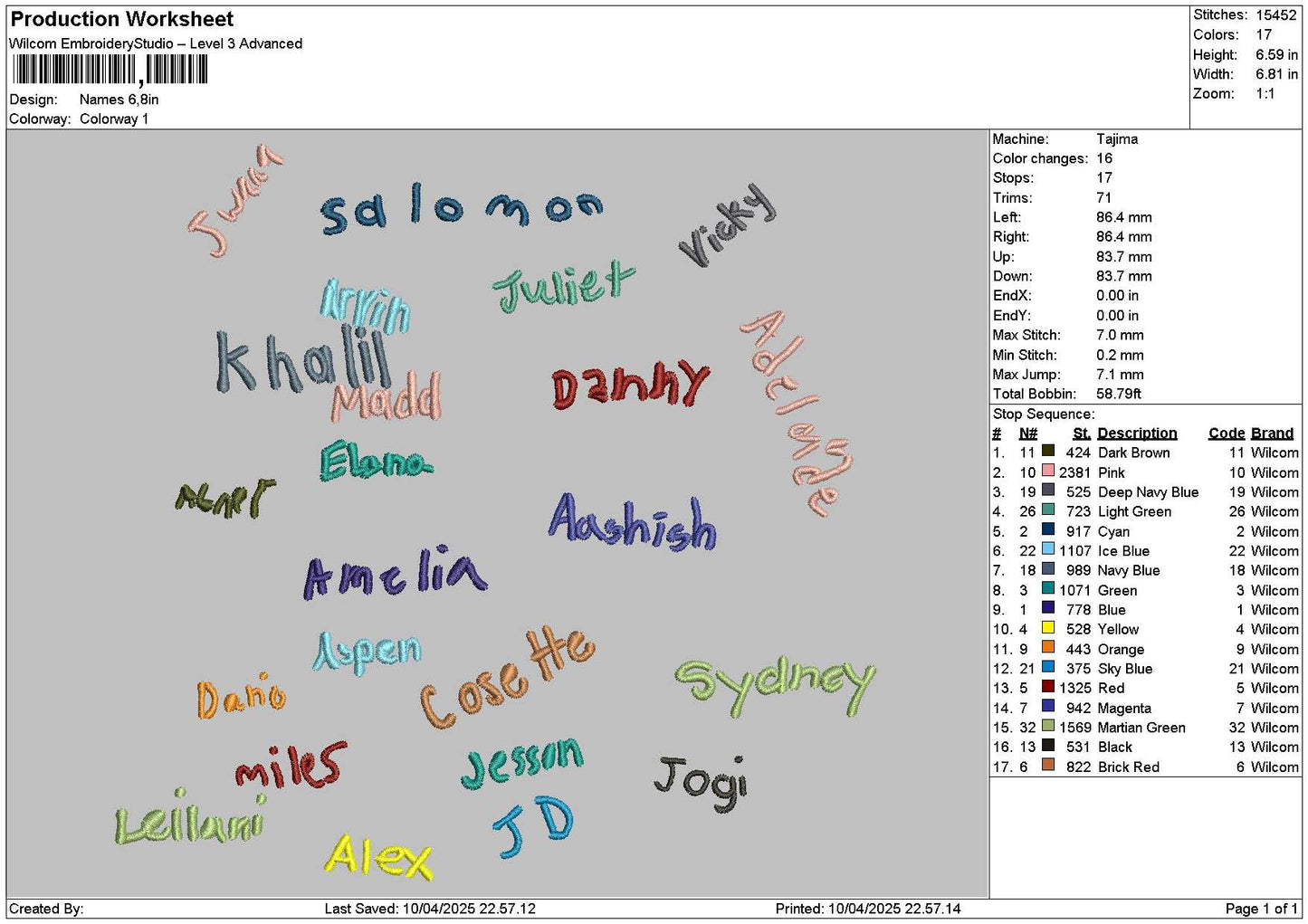 Names 1004 Embroidery File 6 sizes
