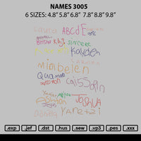 Names 2905 Embroidery File 6 sizes